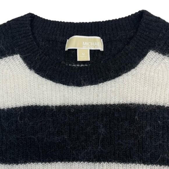 Michael Kors Womens Striped Alpaca Wool Fuzzy Relaxed Fit Sweater Size Medium - Picture 3 of 6